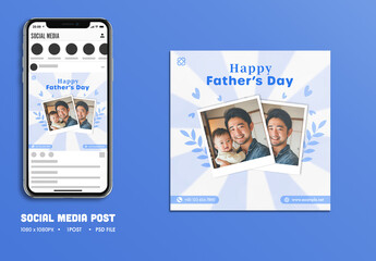 Happy Father’s Day Editable Social Media Post with Asian Father Holding Son for Celebrating Fatherhood, Unbreakable Bonds and Endless Love.