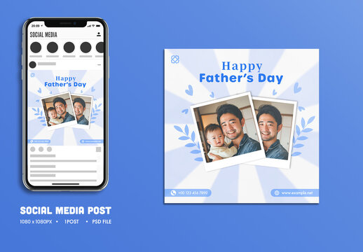 Happy Father&rsquo;s Day Editable Social Media Post with Asian Father Holding Son for Celebrating Fatherhood, Unbreakable Bonds and Endless Love.
