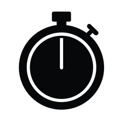Obraz premium Stopwatch Icon with Pause Symbol – Flat Timer Vector