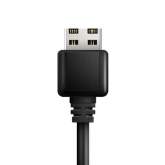 USB Type-A cable connector close-up realistic 3D render isolated on Transparent Background