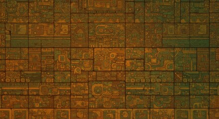 Fototapeta premium Ancient glyph blocks a relic of a lost civilization etched in stone with cryptic symbols