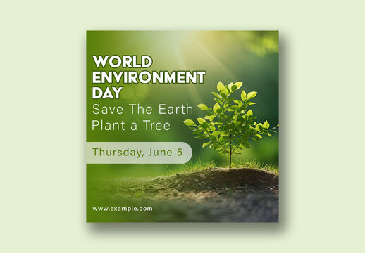 World Environment Day Editable Social Media Post for Save The Earth Campaign on June 5th.
