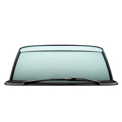 A clean car windshield on a rainy day awaiting adventure with a single on transparent background