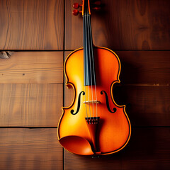 Classic music violin vintage in wooden background