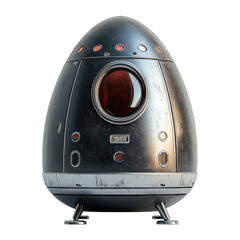 A retro futuristic rocketship ready for launch embodying vintage space on transparent background