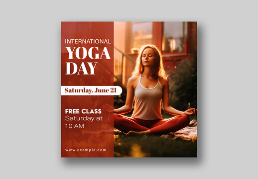 International Yoga Day Editable Social Media Post with Woman Meditating to Promote Wellness, Mindfulness and Healthy Living.
