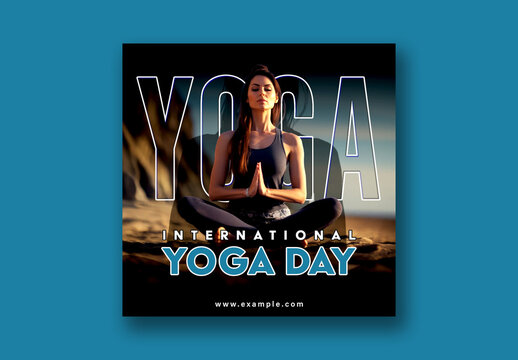International Yoga Day Editable Social Media Post with Woman Meditating to Promote Wellness, Mindfulness and Healthy Living.
