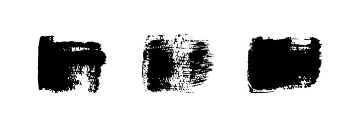 Black brush stroke set isolated on white background. Trendy brush stroke for black ink paint,grunge backdrop, dirt banner,watercolor design and dirty texture.Creative art concept, vector.