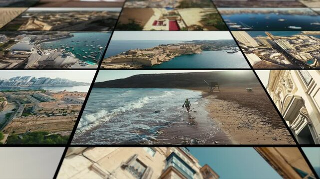 Malta Exploration of City and Nature captured in a cinematic collage of Maltas architecture, coastlines and heritage. A dynamic visual journey through iconic landscapes and cities.