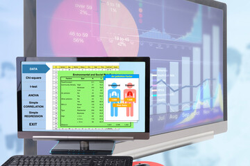 Data analysis by a statistical computer program.