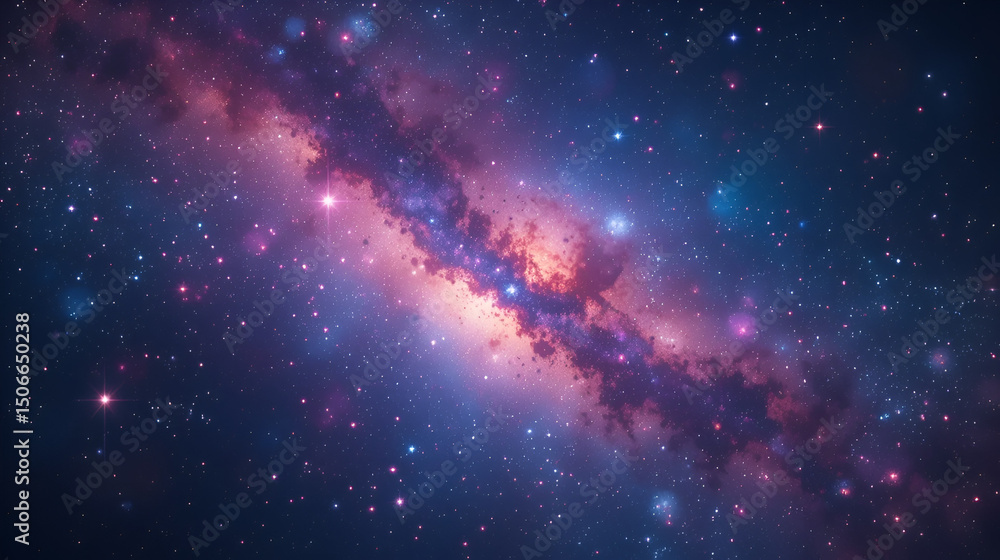Wall mural space background featuring a 3d cartoon rendering of a realistic nebula and shimmering stars a vibra