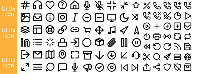 Set of user interface icons on bold line style