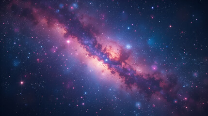 Fototapeta premium Space background featuring a 3D cartoon rendering of a realistic nebula and shimmering stars A vibrant galaxy with stardust and the Milky Way depicting an infinite universe and starry night 3D ren