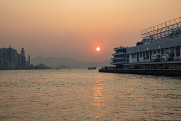 Beautiful sunset at Tsim Sha Tsui, Hong Kong