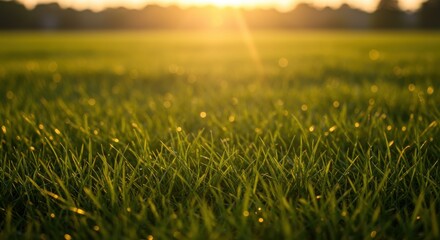 Golden Hour Meadow Sunkissed blades dance sparkling with dew under a warm sunset glow