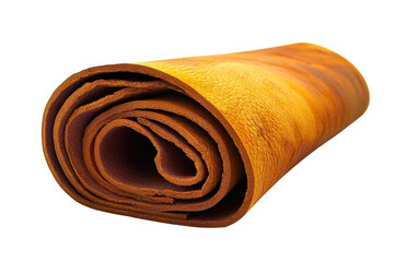 Rolled brown material close up