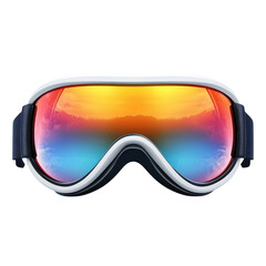 Glimpse into Winter Majesty Ski goggles reflecting mountain sunset vibrant on transparent background