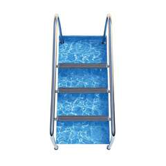Diving into summer bliss a sparkling pool ladder invites refreshing dips on transparent background
