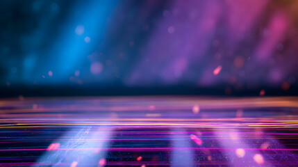 Neon dance floor with abstract light trails and vibrant colors, capturing the energy of nightlife.