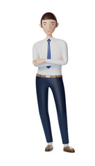 Smiling businessman crossing arms on transparent background