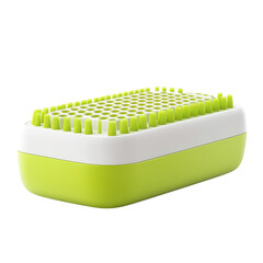 Innovative lime green dish brush a modern tool for spotless cleaning on transparent background