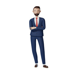 Obraz premium Confident businessman crossing arms on transparent background