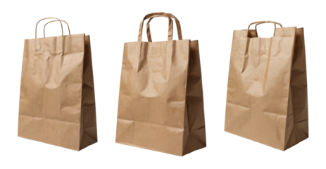 brown paper bag set on white background