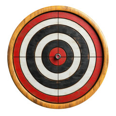 A weathered wooden dartboard symbolic of precision and strategy with a on transparent background