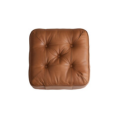 Obraz premium Top View of a Brown Leather Tufted Square Ottoman
