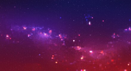 Fototapeta premium Pixellated cosmos A vibrant blocky celestial landscape ablaze with nebulalike formations and starlight