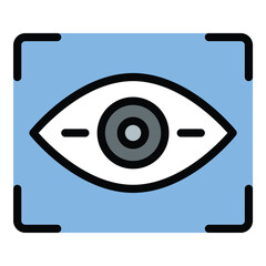Retinal scanner icon flat line style illustration representing biometric security and identity verification, suitable for cybersecurity, surveillance, and high-security access projects
