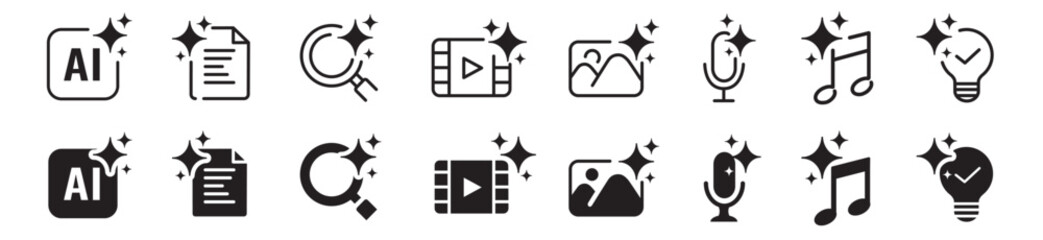 Generate AI icon. Artificial intelligence icons collection. Editable vector icon illustration.