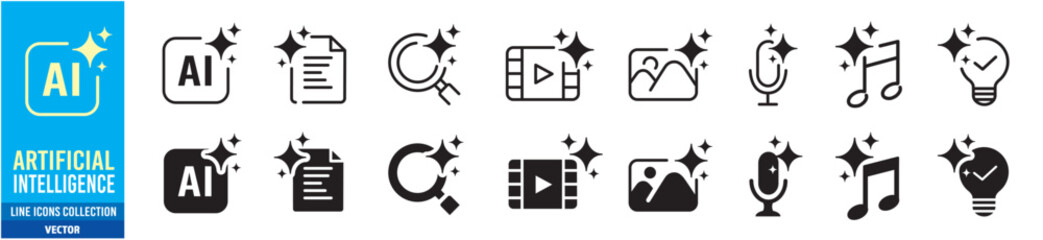 Generate AI icon. Artificial intelligence icons collection. Editable vector icon illustration.