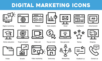 Digital marketing icon pack _minimalistic icon set