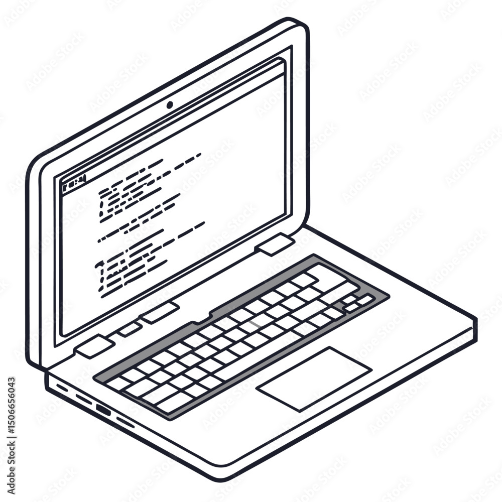 Aufkleber isometric vector illustration of a laptop displaying code or text on screen