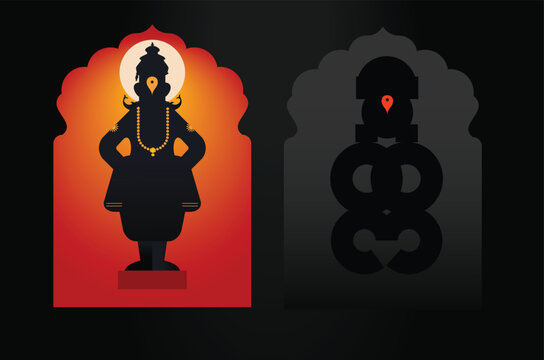 Lord Krishna. Named Vitthal, Vithoba, Pandurang, in the Maharashtra. Creative and conceptual, form of lord vitthal in calligraphy. 