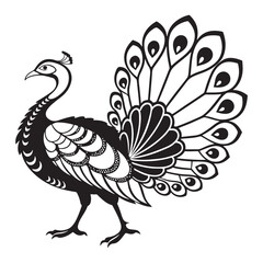 Fototapeta premium Vector illustration of a cute cartoon peacock bird with colorful feathers