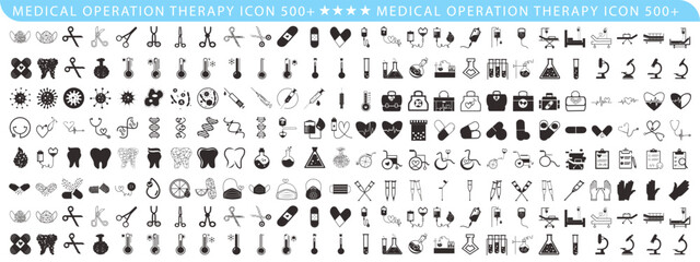 Health checkup stroke icon set. Medical care service icons such as checkup, patient, doctor, treatment, blood pressure, healthy food, injection, and health card. Vector stroke outline icons
