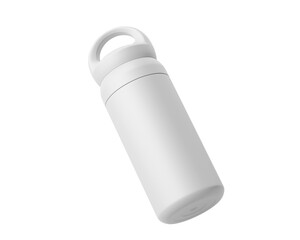 Blank Empty White Thermos Water Bottle, Tumbler Bottle Isolated On Transparent Background, Prepared For Mockup, 3D Render.	