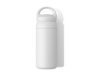 Blank Empty White Thermos Water Bottle, Tumbler Bottle Isolated On Transparent Background, Prepared For Mockup, 3D Render.	