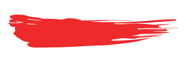 Red line of paint isolated, red smear on white background.