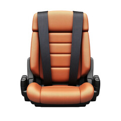 Naklejka premium Brown leather car seat front view 3D render isolated on Transparent Background