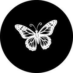 Elegant Butterfly Silhouette in Stark Black and White Circular Field Design