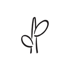 Abstract Boho Outline Fern Illustration