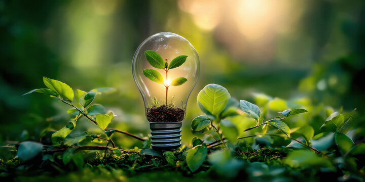 green energy concept with light blub
