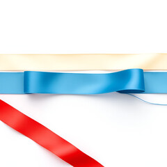 27. A satin ribbon cut into equal lengths arranged parallel on a white background