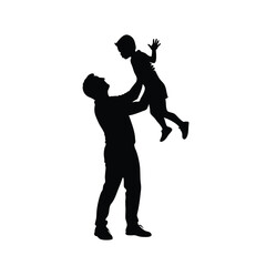 Happy Father’s Day – Dramatic Silhouette of Father Holding Child in Black and White
