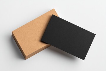 Mockup of business cards, light beige and black
