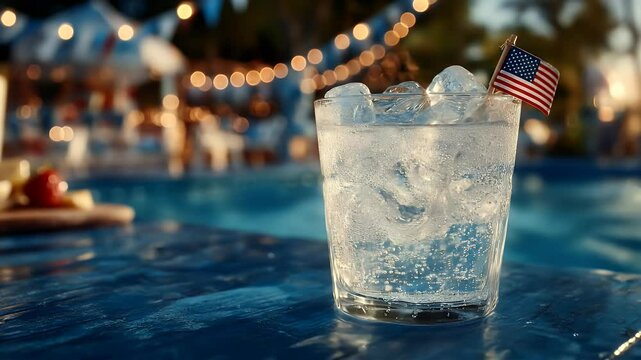 Iced drink by poolside at summer party