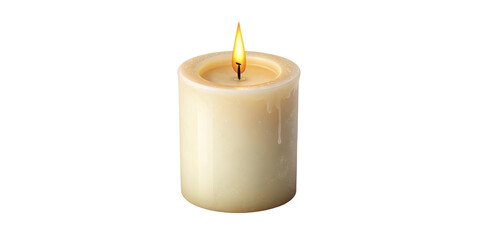 Burning Candle, Cylindrical Shape, Melted Wax, Isolated on Transparent Background, Candle, Illumination, Light